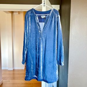 Anthropologie Blue Velvet Dress